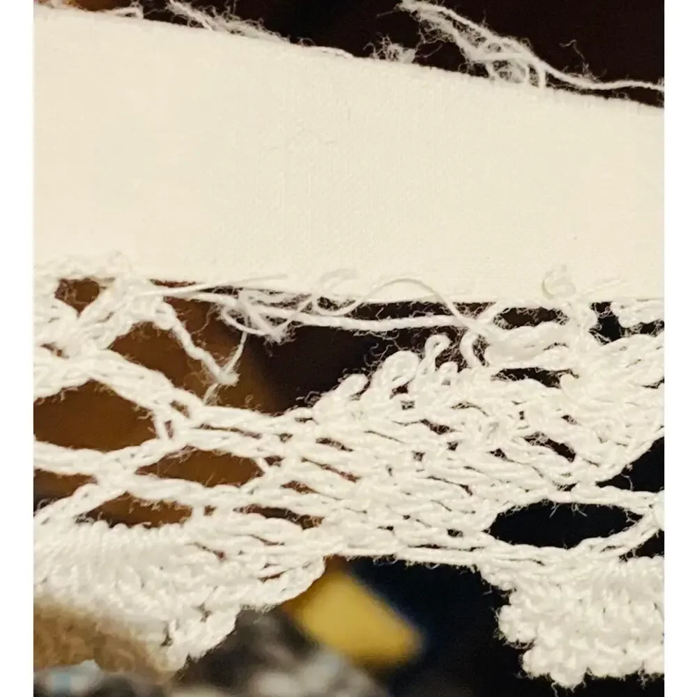Hand Crochet Trim White Lace Scalloped Two 40 Inch Pieces Repurpose Imperfect